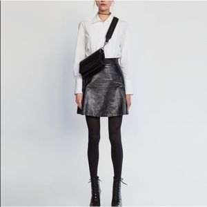 Studio Leather Pleated Skirt